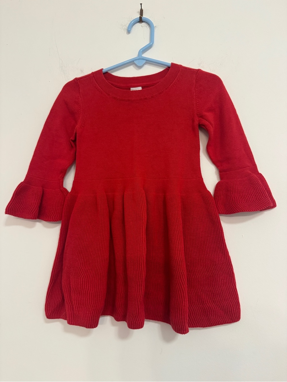 GAP Girls Red Knit Flared-Skirt Dress with Bell Sleeves